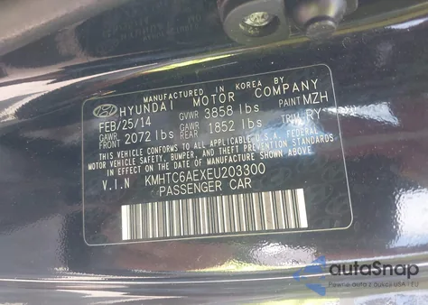 2014 Hyundai Veloster Turbo W/Blue из США, поврежденный, VIN KMHTC6AEXEU203300